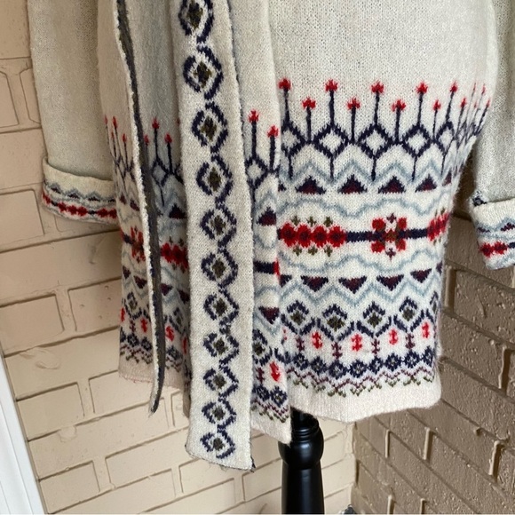 Wrangler Open Front Cardigan Sweater Aztec Tribal Print Western Cozy Soft Medium - Picture 2 of 8